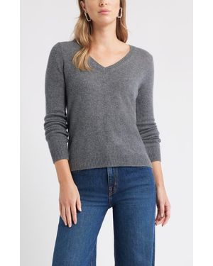 Caslon Cashmere V-Neck Sweater - Gray