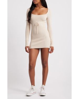 BDG Edison Long Sleeve Sweater Minidress - White