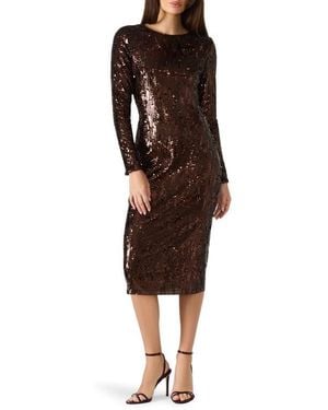 Steve Madden Hailee Sequin Long Sleeve Midi Dress - Black