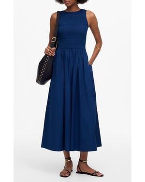 Madewell Melody Scoopback Smocked Midi Sundress - Blue