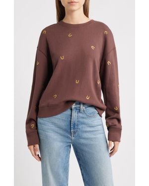 Rails Ramona Horseshoe Embroidered Crewneck Sweatshirt - Blue