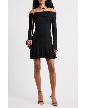 BP. Long Sleeve Lace Off The Shoulder Minidress - Black