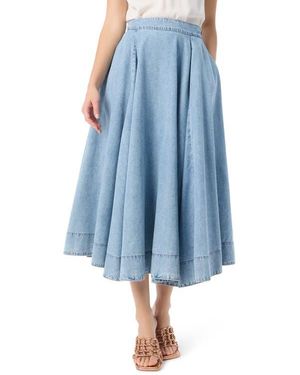 DO by Dee Ocleppo Sage Half Circle Chambray Denim Skirt - Blue