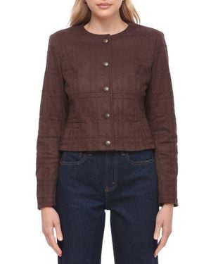 Bagatelle Faux Suede Crop Jacket - Brown