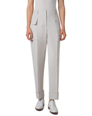 Akris Marley High Waist Cotton & Linen Twill Cargo Pants - Multicolor