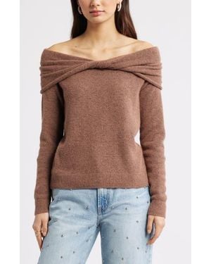Open Edit Twisted Collar Sweater - Blue