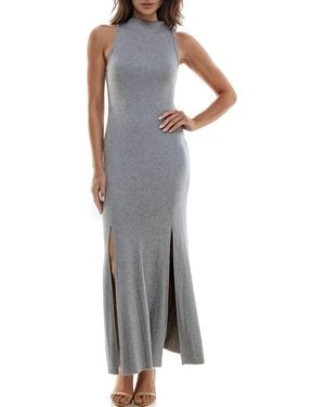 Socialite Funnel Neck Knit Dress - Gray
