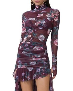 AFRM Rubi Ruched Sheer Mesh Top - Purple