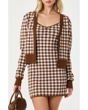 Astr Gingham Cardigan - Multicolor