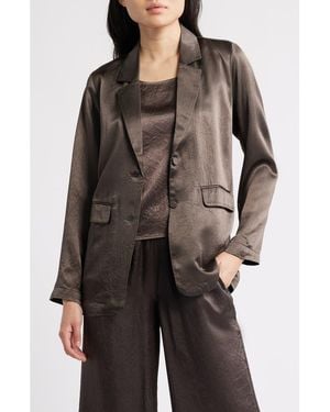 Eileen Fisher Crinkled Satin Blazer - Black