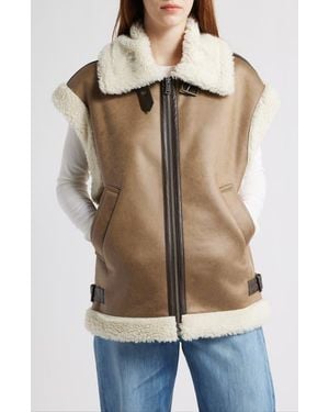 Bernardo Faux Shearling Vest - Natural