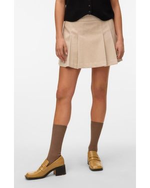 Vero Moda Vega Pleated Miniskirt - Natural