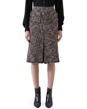 LK Bennett Gwen Fray Tweed Skirt - Black