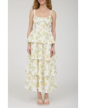 Blu Pepper Back Bow Sleeveless Tiered Maxi Dress - Multicolor