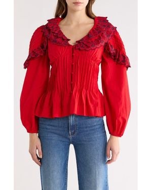 Damson Madder Caroline Long-Sleeve Blouse - Red