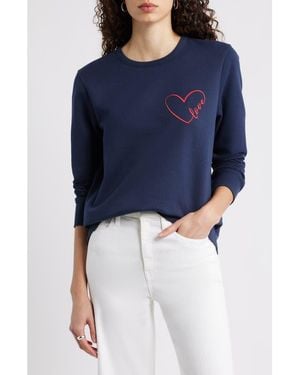 Caslon Love Embroidered Sweatshirt - Blue