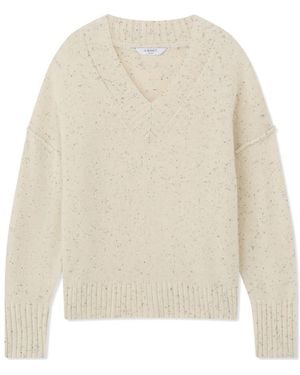 LK Bennett Cara Lambswool Blend V-Neck Sweater - White