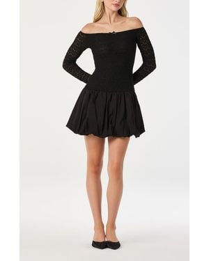 Astr Off The Shoulder Bubble Minidress - Black