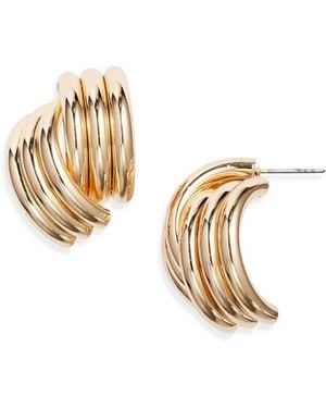 Open Edit Ribbed Metal Earrings - Metallic