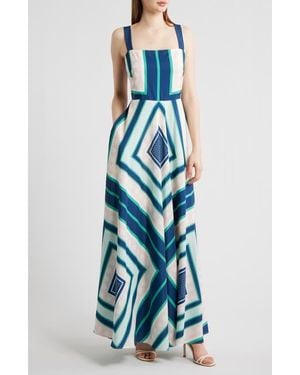 Eliza J Geometric Maxi Sundress - Blue