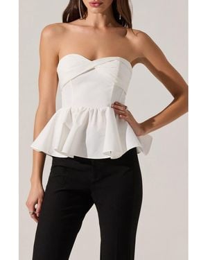 Astr Melia Strapless Peplum Top - White