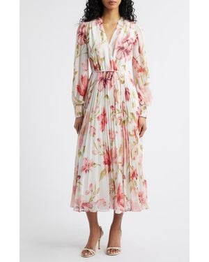 EVER NEW Saskia Long Sleeve Faux Wrap Dress - Multicolor