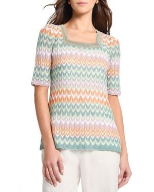 Misook Pointelle Zigzag Knit Tunic - Gray