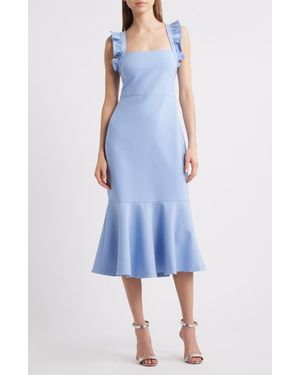 Likely Hara Ruffle Strap Midi Dress - Blue