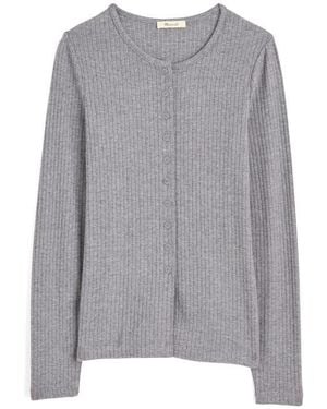 Madewell Textural Cutaway Crewneck Cardigan - Gray