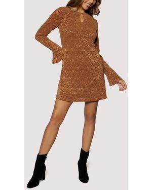 Lost + Wander Venetian Grace Lace Long Sleeve Minidress - Brown