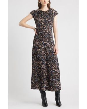 Nordstrom Shirred Cap Sleeve Maxi Dress - Multicolor