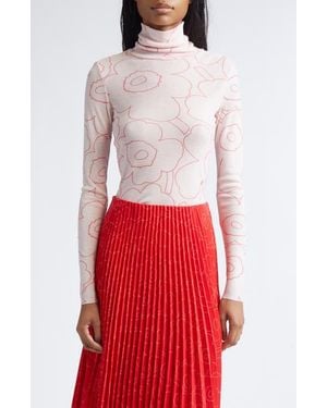 Marimekko Vilina Piirto Mock Wool Neck Top - Red