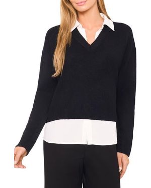 Halogen® Layered Look Sweater - Blue