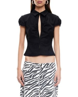 Lioness Serene Cutout Crop Shirt - Black