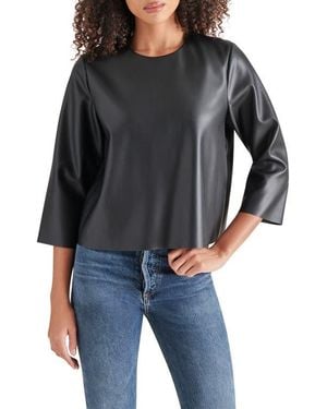 Steve Madden Dee Faux Leather Top - Black
