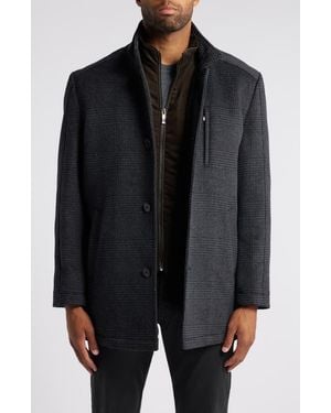 Johnston & Murphy Upton Car Coat With Removable Bib - Black