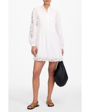 Madewell Pintuck Eyelet Long Sleeve Minidress - White