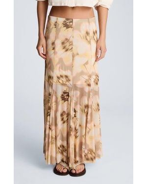 Kenneth Cole Midi Flare Godet Skirt - Natural