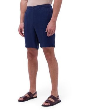 Bugatchi Trent Drawstring Linen Shorts - Blue
