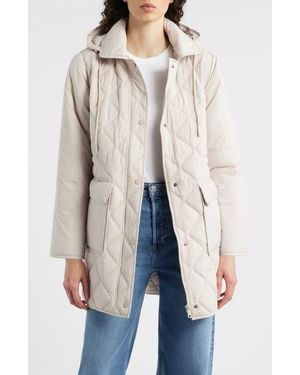Bernardo Quilted Jacket With Removable Hood - White