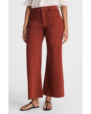 Madewell Garment Dye Patch Pocket Raw Hem Crop Flare Wide Leg Jeans - Red