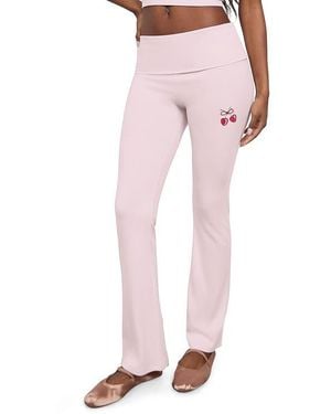 Florence By Mills Cherry High Waist Foldover Rib Pants - Pink