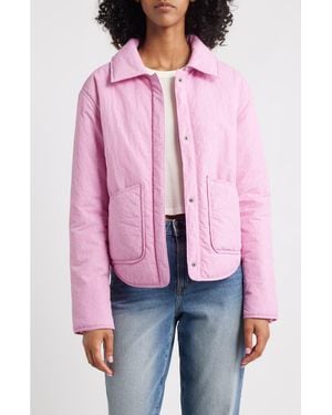 Thread & Supply Floral Puffer Shirt Jacket - Red