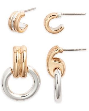 Open Edit 2 Pairs Of Hoop Earrings - White