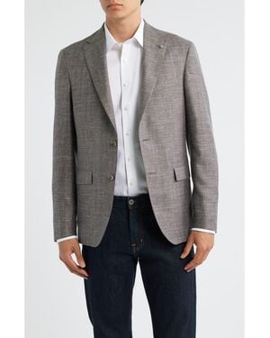 Jack Victor Midland Contemporary Fit Slub Wool & Silk Blend Mélange Sport Coat - Gray