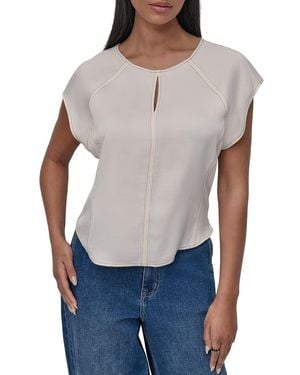 DKNY Glazed Crinkle Satin Top - Gray