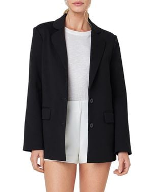 English Factory Curved Lapel Stretch Cotton Blazer - Black
