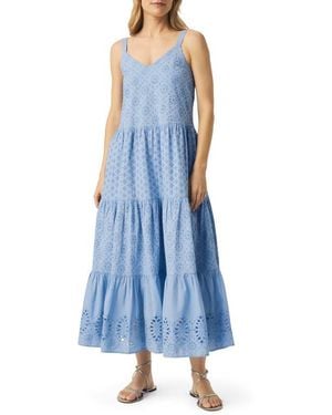 Splendid Wynona Eyelet Cotton Midi Dress - Blue