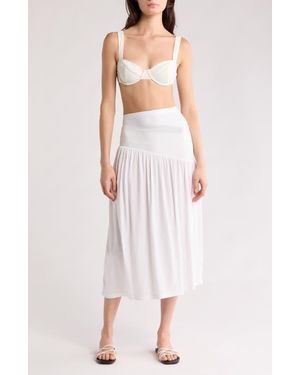 Sanctuary Asymmetric Mixed Media Cover-Up Maxi Skirt - White