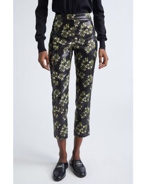 McQueen Metallic Sunflower Jacquard Cigarette Pants - Black